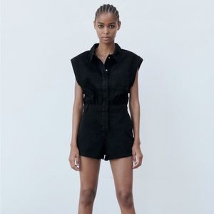 Zara Black denim jumpsuit
